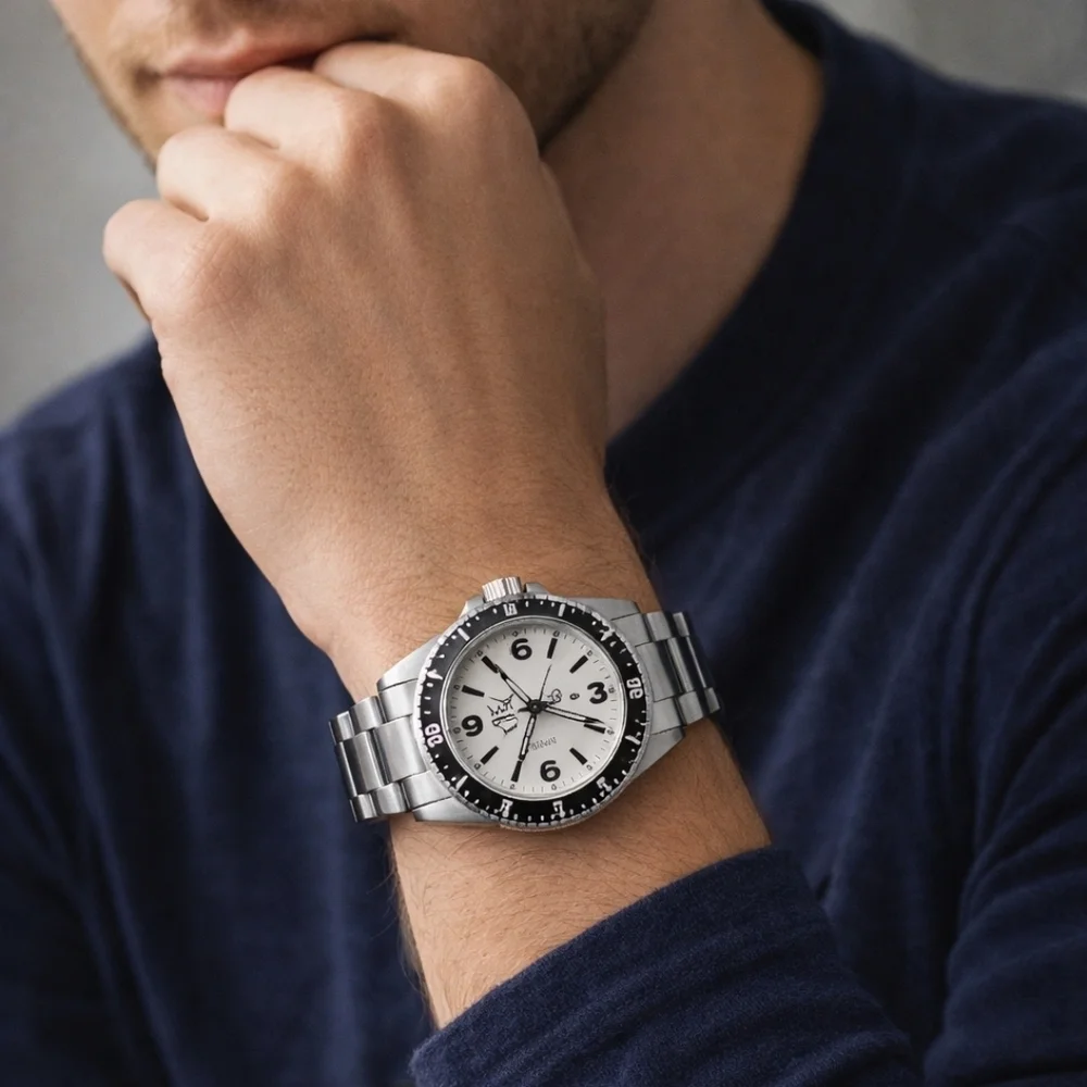Invicta Silver Watch with Black Bezel and White Dial - Picture 2 of 2